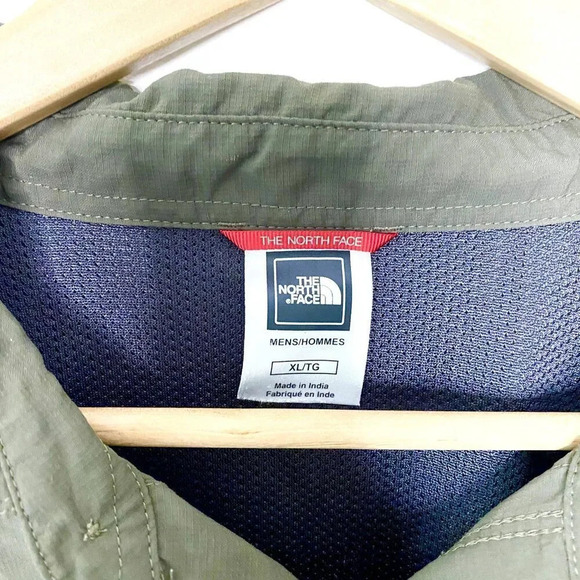 North Face Utility Button Down Shirt Military Green Vented Nylon Hiking XL - Picture 6 of 7